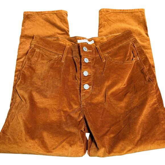 Levi's 724 High Rise Button Fly Corduroy Jeans, Copper Orange, Women's Size 29 - Picture 2 of 7